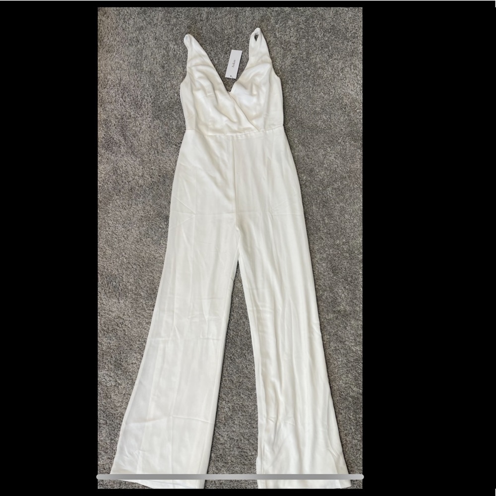 White wide leg jump suit
